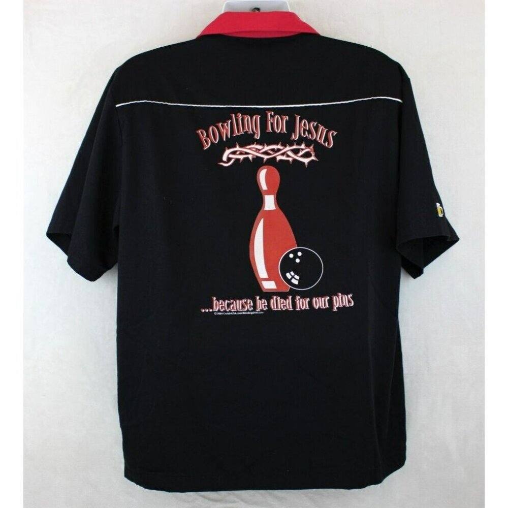 VTG Cruisin USA Bowling for Jesus Button Shirt (L)